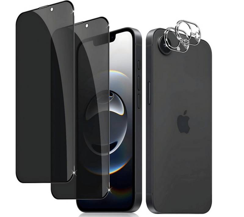 SmartUP Displayschutzglas 2X Schutzglas für iPhone 16e Sichtschutz Display Kamera Panzerfolie 9H für iPhone 16e, kompletter Rundumschutz von SmartUP