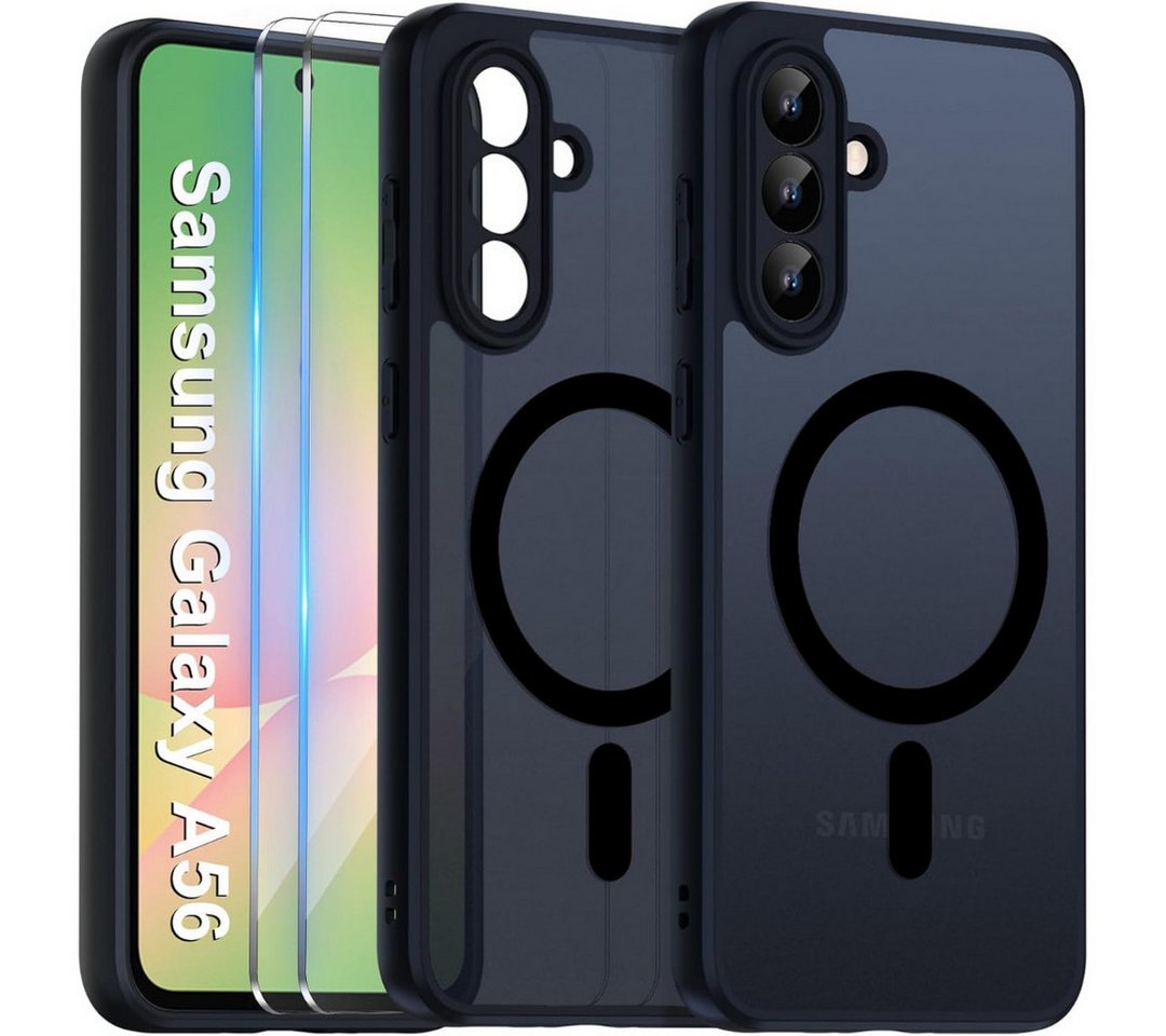 SmartUP Smartphone-Hülle + 2X Schutzglas für Samsung Galaxy A56 5G MagSafe Panzerfolie Case 9H 6,7 Zoll, kompletter Rundumschutz, MagSafe-Technologie von SmartUP