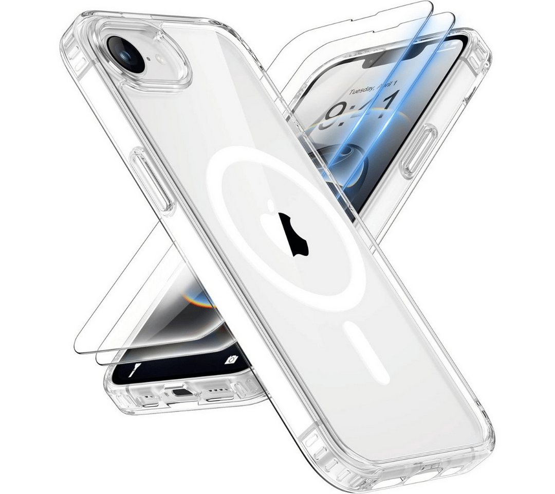 SmartUP Smartphone-Hülle + 2X Schutzglas für iPhone 16e MagSafe Panzerglas Panzerfolie Case 9H 6,1 Zoll, kompletter Rundumschutz, MagSafe-Technologie von SmartUP