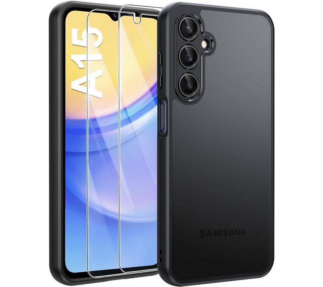 SmartUP Smartphone-Hülle Hülle + 2X Schutzglas für Samsung Galaxy A15 5G Panzerfolie Case 9H, Rundumschutz, Displayschutz von SmartUP