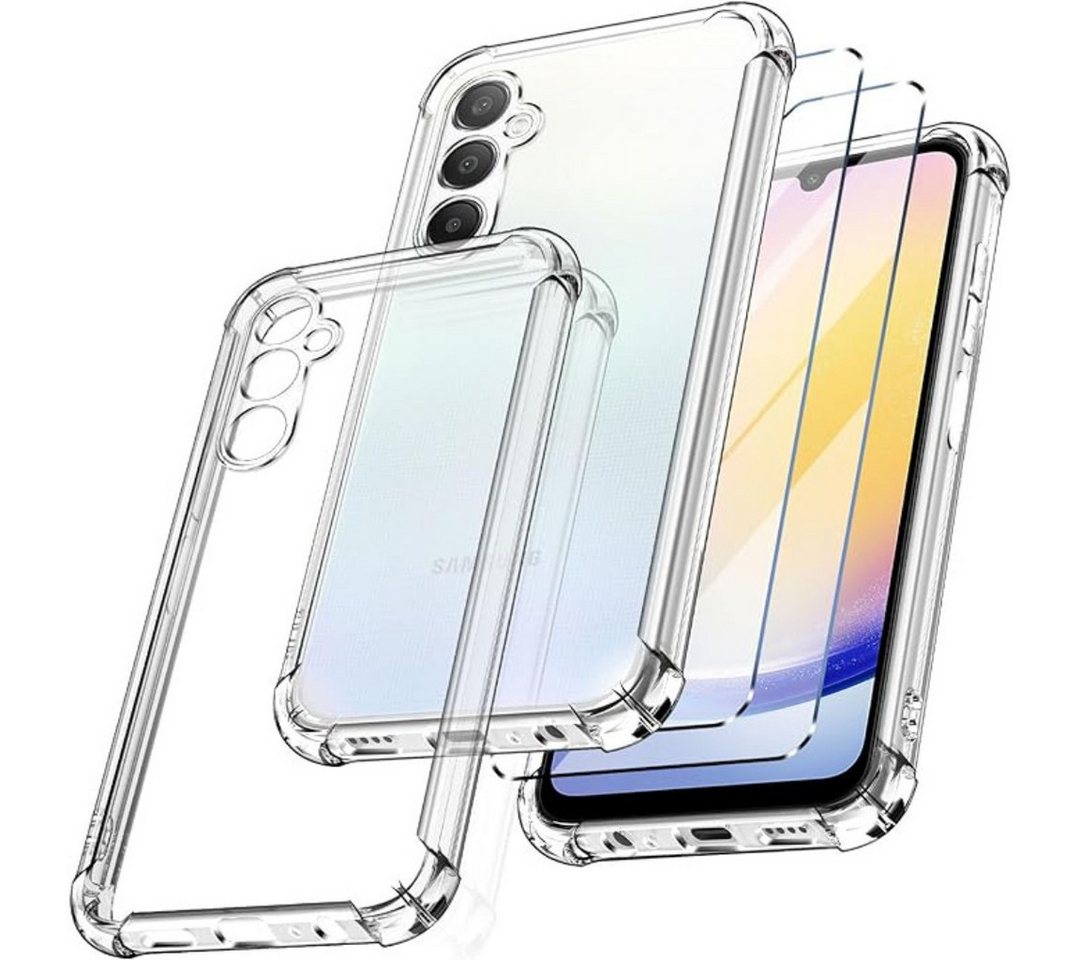 SmartUP Smartphone-Hülle Hülle + 2X Schutzglas für Samsung Galaxy A25 5G Panzerfolie Case 9H, Rundumschutz, Displayschutz von SmartUP