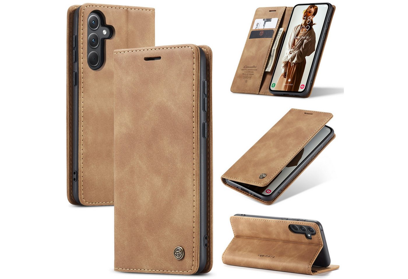 SmartUP Smartphone-Hülle Hülle für Samsung Galaxy A35 5G Klapphülle Fliphülle Tasche Case Cover, Standfunktion, integrierter Kartenfach von SmartUP