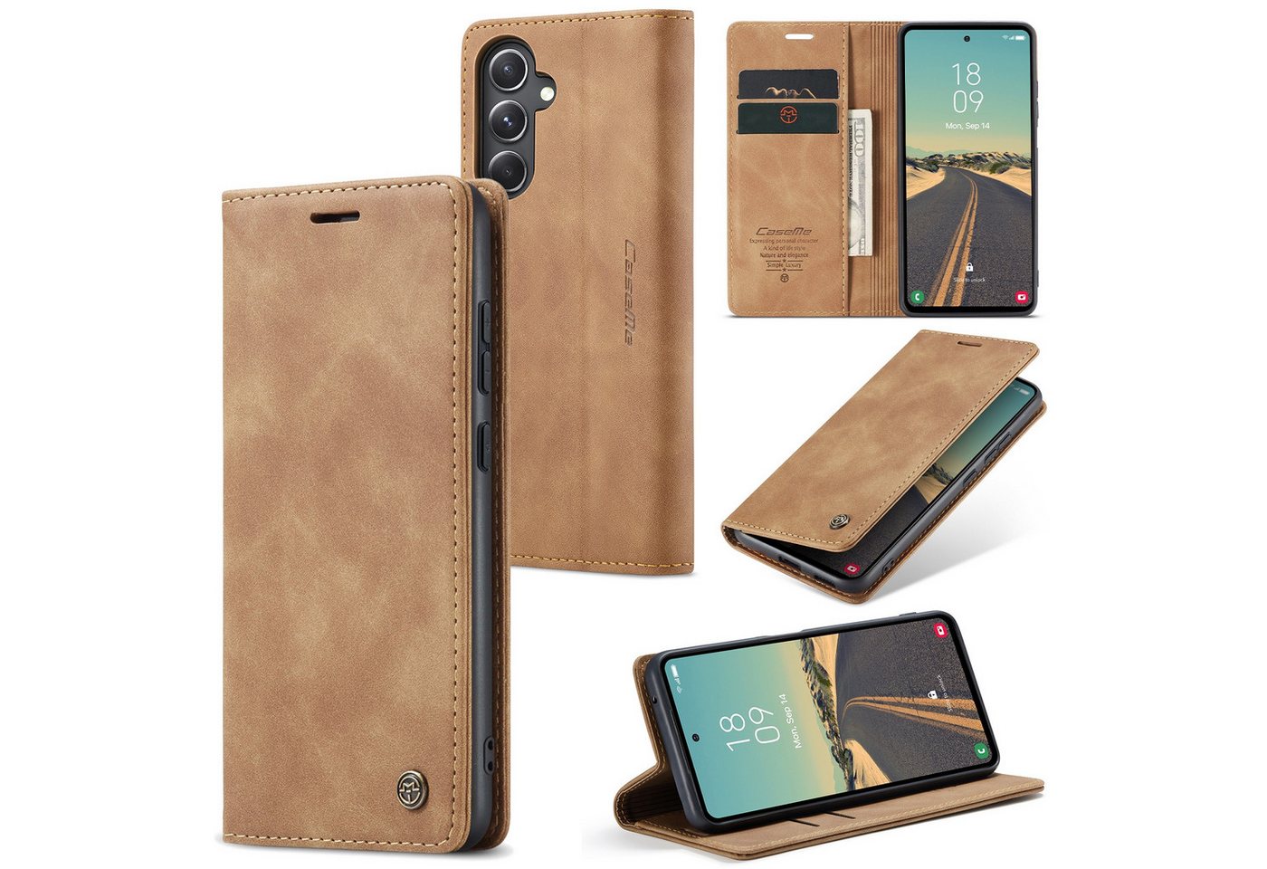 SmartUP Smartphone-Hülle Hülle für Samsung Galaxy S23 FE 5G Klapphülle Fliphülle Tasche Case, Standfunktion, integrierter Kartenfach von SmartUP
