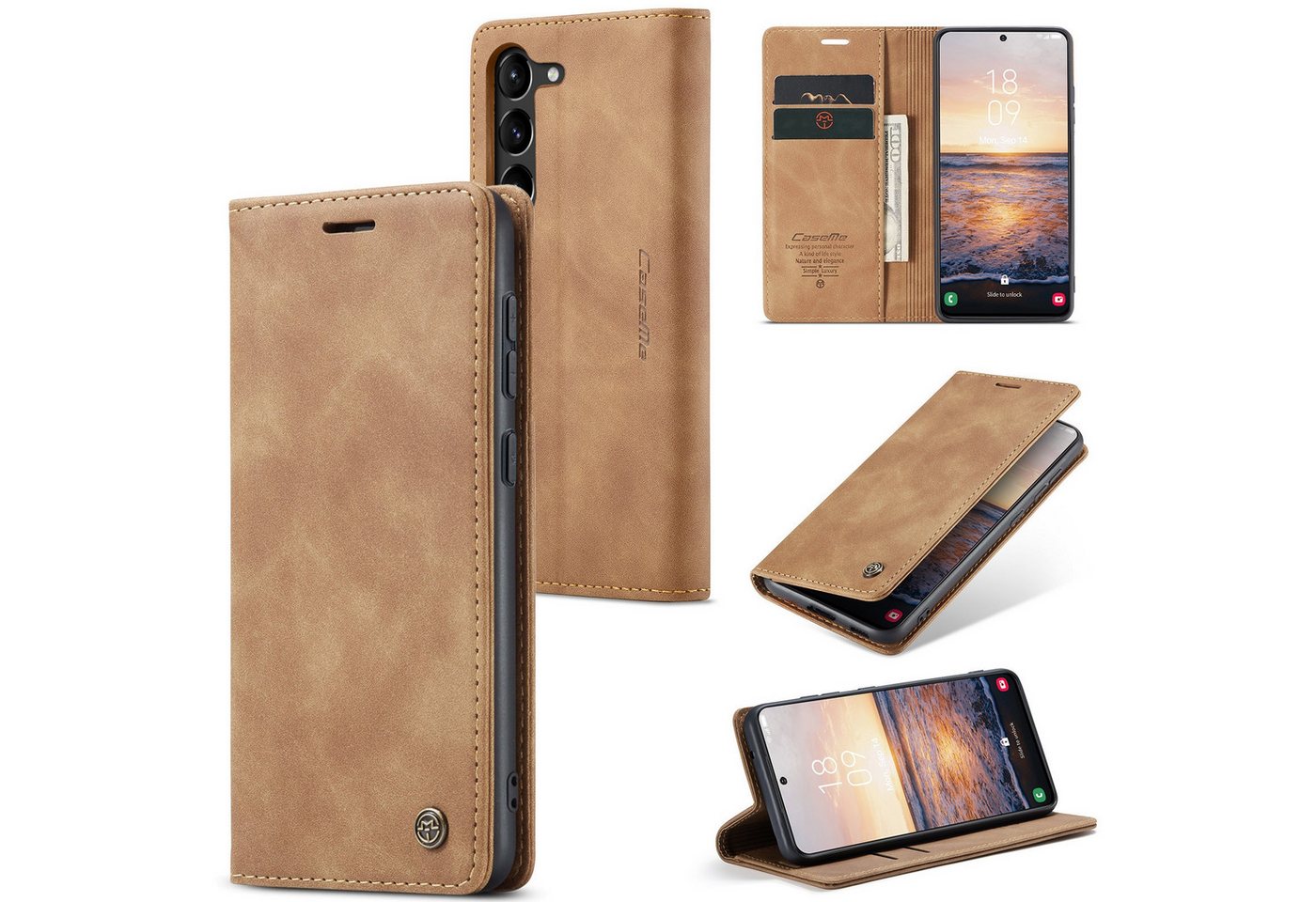 SmartUP Smartphone-Hülle Hülle für Samsung Galaxy S24+ Klapphülle Fliphülle Tasche Case Cover, Standfunktion, integrierter Kartenfach von SmartUP