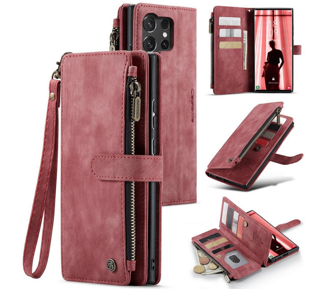 SmartUP Smartphone-Hülle für Samsung Galaxy S25 Ultra Klapphülle Fliphülle Tasche Geldbörse 6,9 Zoll, Integrierte Standfunktion, integrierte Geldbörse von SmartUP
