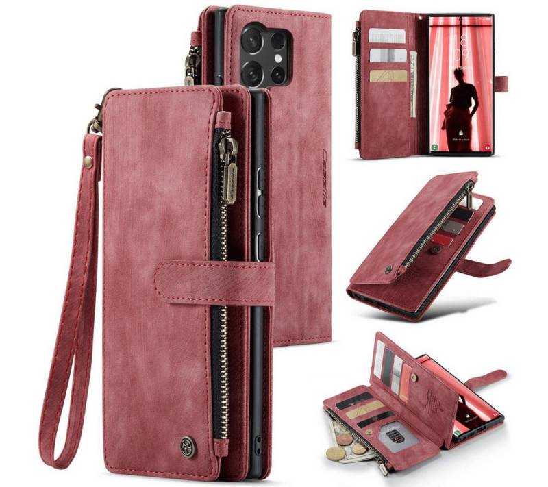 SmartUP Smartphone-Hülle für Samsung Galaxy S25 Ultra Klapphülle Fliphülle Tasche Geldbörse 6,9 Zoll, Integrierte Standfunktion, integrierte Geldbörse von SmartUP