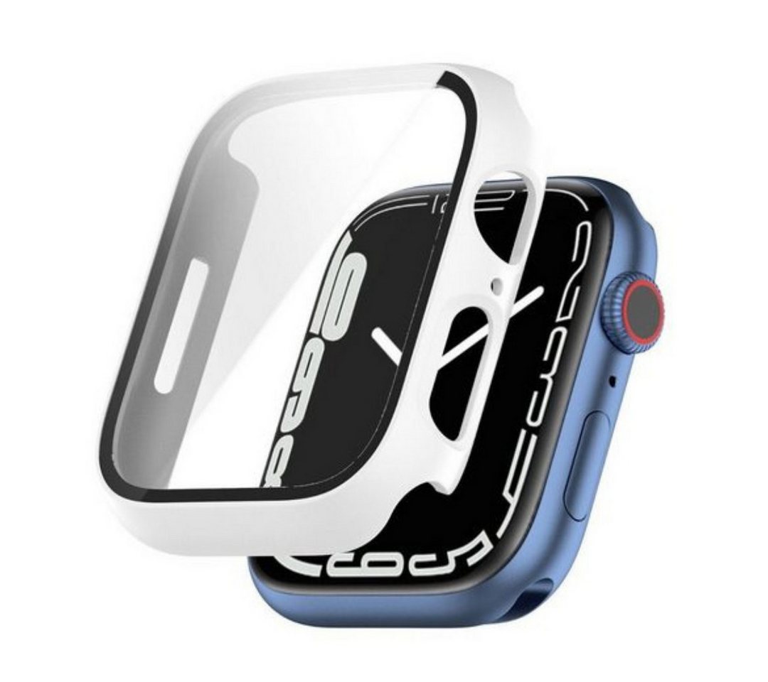 SmartUP Smartwatch-Hülle 2X Hülle für Apple Watch 7/8/9 41mm 45mm Case Display Schutz, Displayschutzfolie mit integriertem gehärtetem Glas von SmartUP