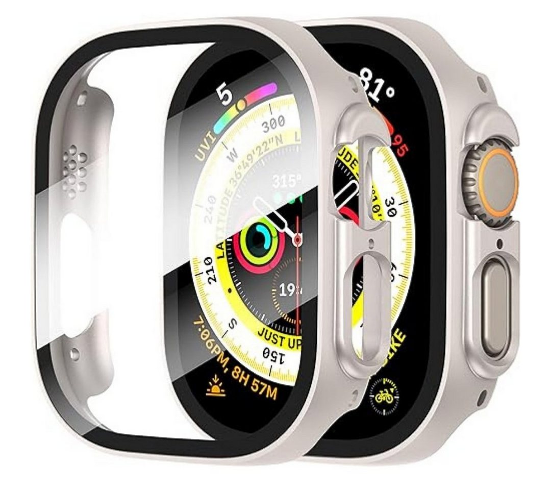 SmartUP Smartwatch-Hülle 2X Hülle für Apple Watch Ultra 2 / Ultra 49mm Case Display Schutzhülle, Schutzhülle mit integriertem gehärtetem Glas von SmartUP