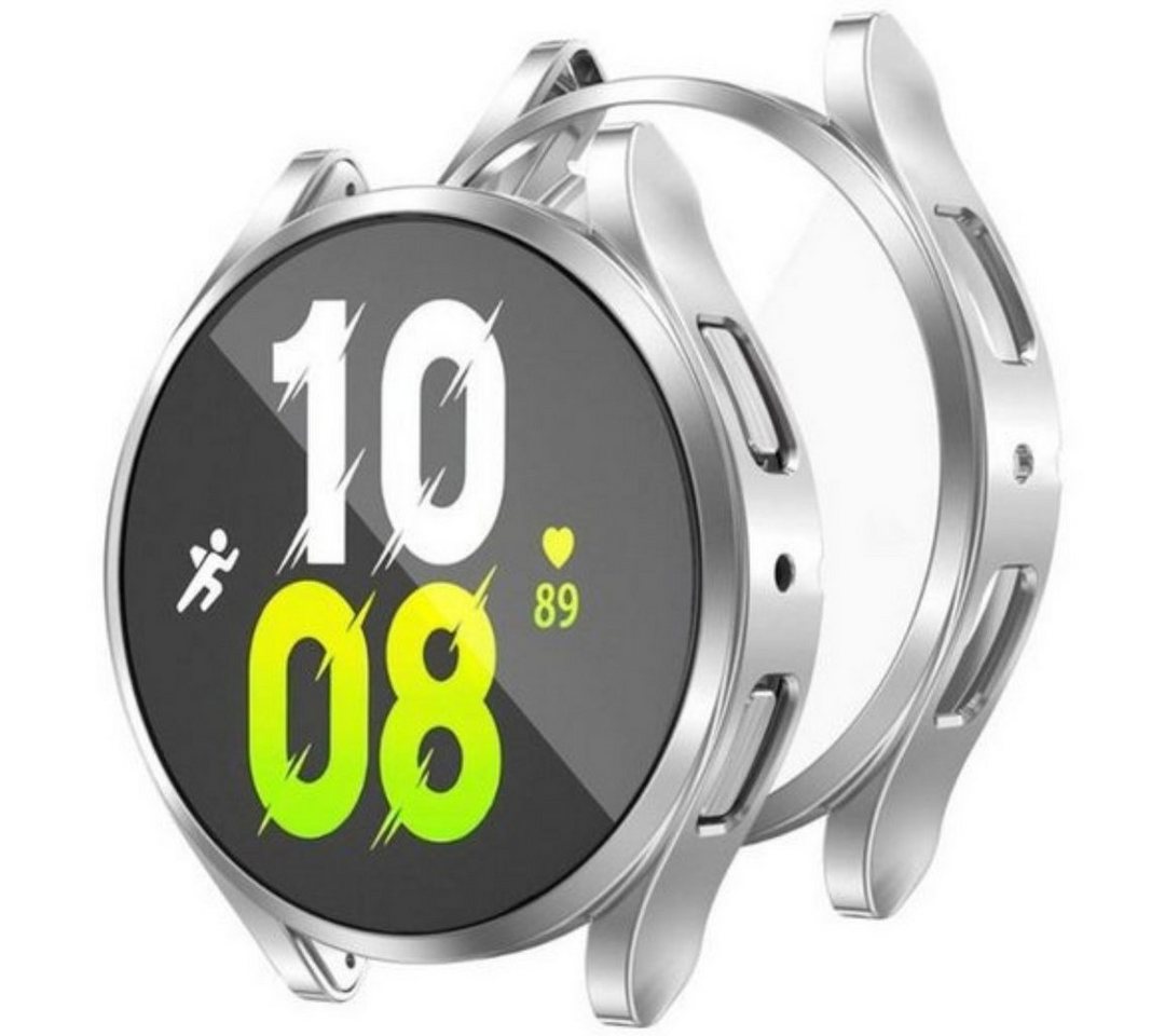 SmartUP Smartwatch-Hülle 2X Hülle für Samsung Galaxy Watch 5 40mm 44mm Silikon Schutzhülle Case, Schutzglas, Stoßfest, Displayschutz, Rundumschutz von SmartUP