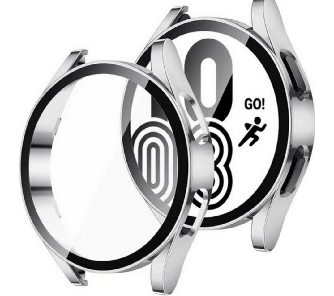 SmartUP Smartwatch-Hülle 2X Schutzhülle für Samsung Galaxy Watch 4 40mm / 44mm Schutzglas, Schutzglas, Stoßfest, Displayschutz, Rundumschutz von SmartUP