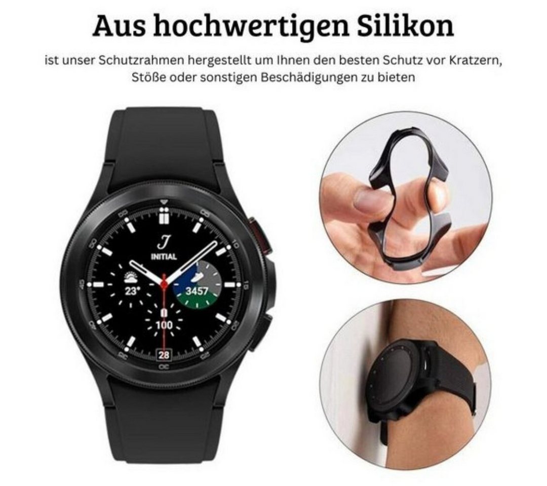 SmartUP Smartwatch-Hülle Hülle für Samsung Galaxy Watch 4 Classic 42mm 46mm (3 Schutzgläser) von SmartUP