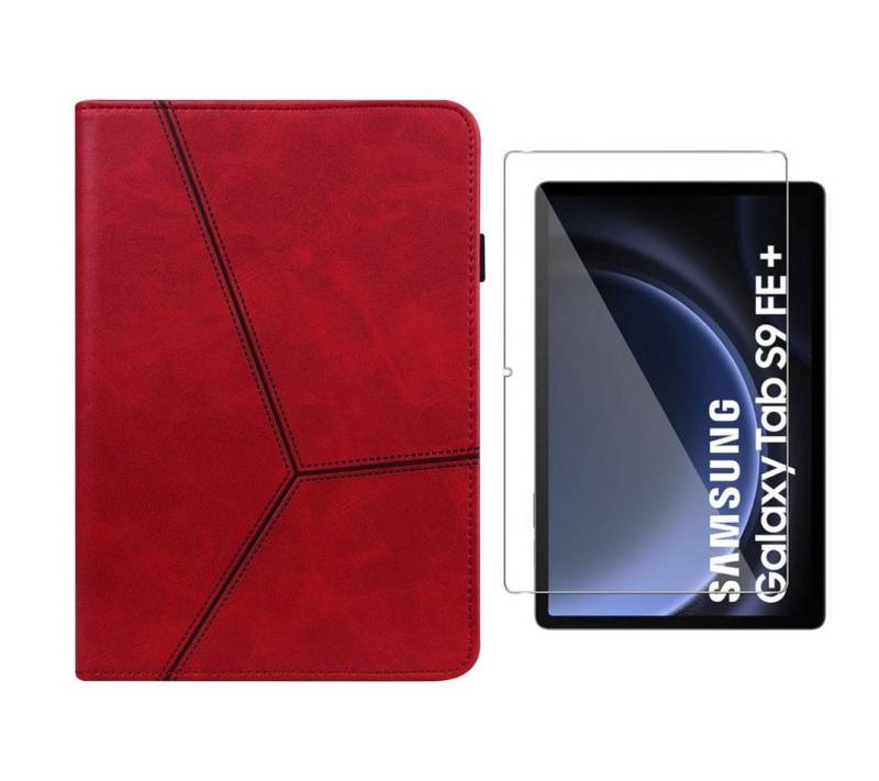SmartUP Tablet-Hülle für Samsung Galaxy Tab S10+ / S9+ / S9 FE+ Tasche Case Schutzglas 9H 12,4 Zoll, integrierte Standfunktion, integrierte Kartenfächer von SmartUP