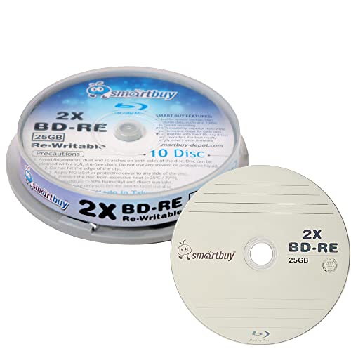 10 Stück smartbuy 2 x 25 GB blau blu-ray BD-RE wiederbeschreibbar Logo blanko BluRay Disc von Smartbuy
