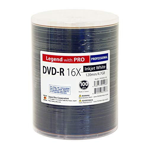 DVD-R Legend mit PRO JDC TY 16X 4,7 GB 120 min weiß Inkjet Hub bedruckbare blanko beschreibbare Disc von Smartbuy