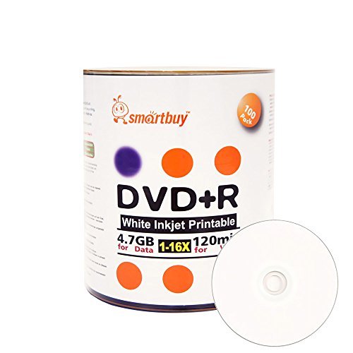 Smart 100 Paket kaufen, DVD + R 4,7 GB 16 x weiß bedruckbar Inkjet blanko Media Schallplatten, 100 Disc 100PK von Smartbuy