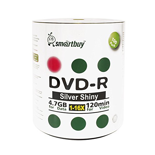 Smart 300 Paket kaufen, DVD-R 4,7 GB 16 x Glänzend Silber blanko Daten Video Film beschreibbare Medien Scheibe, 300 Scheibe 300 PS von Smartbuy