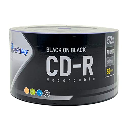 Smartbuy CD-R 52 x 700 MB, 80 Minuten, doppelseitig schwarz, Vinyl, blanko, 50 Stück von Smartbuy