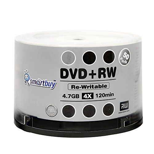 Smartbuy DVD+RW 4 x 4,7 GB 120 Minuten Markenlogo wiederbeschreibbare DVD Mediendiscs, 50 Stück von Smartbuy