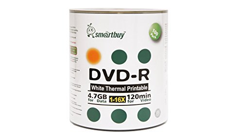 smartbuy 100-disc 4.7 GB/120Min 16 x DVD-R weiß Thermal Hub bedruckbar Blanko Media beschreibbare Disc von Smartbuy