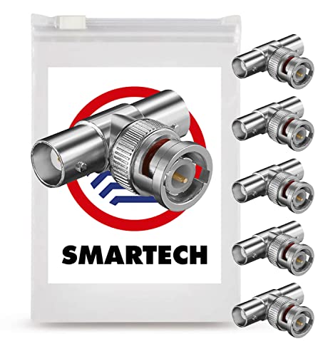 SMARTECH Bnc T-Stecker - Adapter 1 Stecker Auf 2 Buchsen Koaxial - Splitter Doppelkupplung Für Sdi-Kabel - 5Er Pack von Smartech