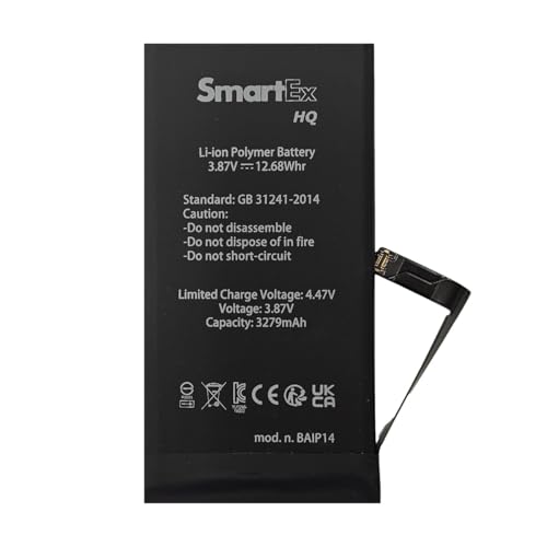 Smartex® Akku kompatibel mit iPhone 14 | Kapazität 3279 mAh | Ersatzakku ohne Ladezyklen von Smartex