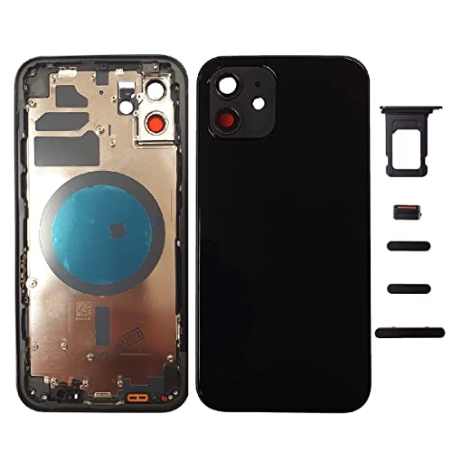 Smartex® Backcover aus Glas + Rahmen kompatibel mit iPhone 12 | Rückseite Cover + Frame (Schwarz) von Smartex