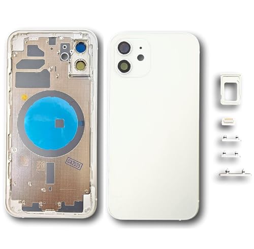 Smartex® Backcover aus Glas + Rahmen kompatibel mit iPhone 12 Rückseite Cover + Frame (Weiß) von Smartex