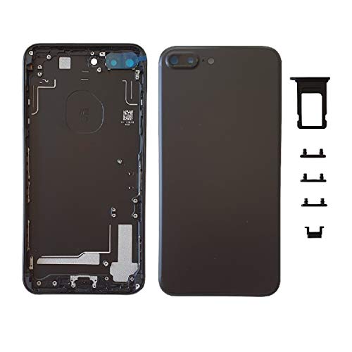 Smartex® Backcover aus Glas + Rahmen kompatibel mit iPhone 7 Plus | Rückseite Cover + Frame (Schwarz) von Smartex