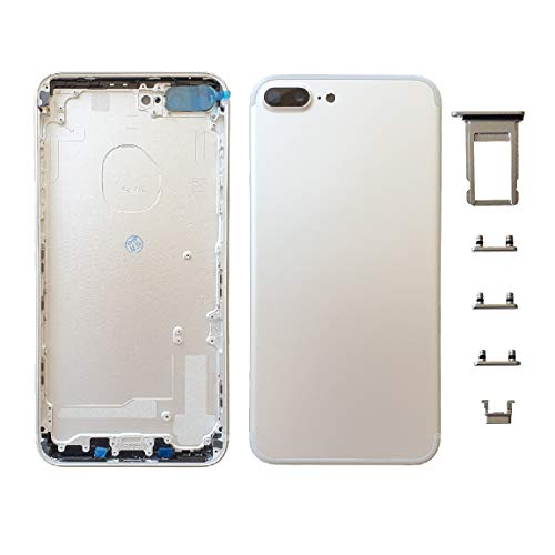 Smartex® Backcover aus Glas + Rahmen kompatibel mit iPhone 7 Plus | Rückseite Cover + Frame (Silber) von Smartex