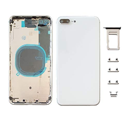 Smartex® Backcover aus Glas + Rahmen kompatibel mit iPhone 8 Plus | Rückseite Cover + Frame (Silber) von Smartex