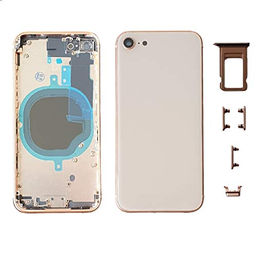 Smartex® Backcover aus Glas + Rahmen kompatibel mit iPhone 8 | Rückseite Cover + Frame (Gold) von Smartex