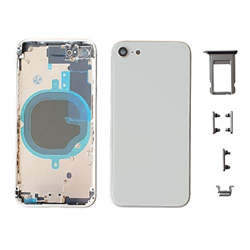 Smartex® Backcover aus Glas + Rahmen kompatibel mit iPhone 8 | Rückseite Cover + Frame (Silber) von Smartex
