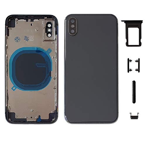 Smartex® Backcover aus Glas + Rahmen kompatibel mit iPhone X | Rückseite Cover + Frame (Space Grau) von Smartex