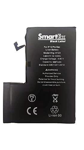 Smartex® Black Label Akku Batterie kompatibel mit iPhone 12 Pro MAX - 3687 mAh | 2 Jahre Garantie von Smartex