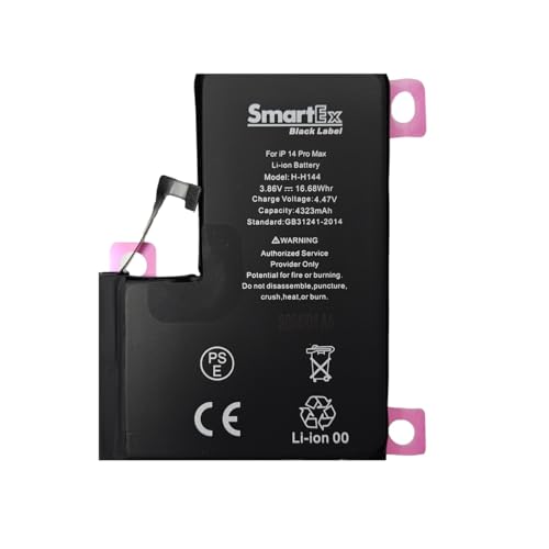 Smartex® Black Label Akku Batterie kompatibel mit iPhone 14 Pro MAX - 4352 mAh | 2 Jahre Garantie von Smartex