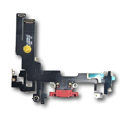 Smartex® Ladebuchse mit Flex Kabel kompatibel mit iPhone 14 - Dock Connector Rot von Smartex