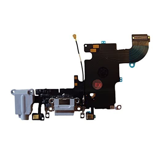 Smartex® Ladebuchse mit Flex Kabel kompatibel mit iPhone 6S Hellgrau – Dock Connector mit integrierten Mikrofon, Homebutton, Lautsprecher Anschluss von Smartex
