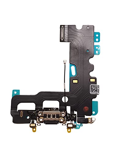 Smartex® Ladebuchse mit Flex Kabel kompatibel mit iPhone 7 Dunkelgrau – Dock Connector mit integrierten Mikrofon, Homebutton, Lautsprecher Anschluss von Smartex