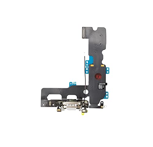Smartex® Ladebuchse mit Flex Kabel kompatibel mit iPhone 7 Plus Hellgrau - Dock Connector mit integrierten Kabel für Mikrofon und Antenne von Smartex