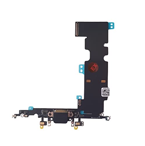 Smartex® Ladebuchse mit Flex Kabel kompatibel mit iPhone 8 Plus Schwarz - Dock Connector mit integrierten Kabel für Mikrofon und Antenne von Smartex