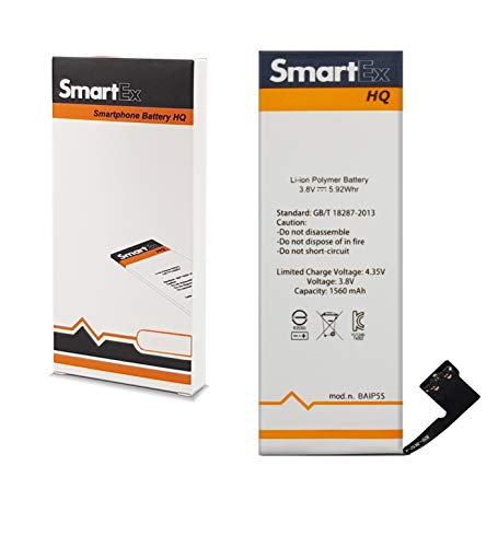 Smartex® Li-Ion Ersatz Akku/Batterie kompatibel mit iPhone 5S / 1560 mAh | Akku ohne Ladezyklen | 24 Monate Garantie von Smartex
