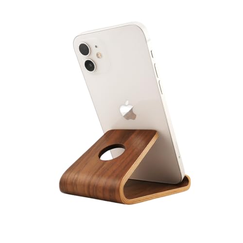 Smartify® Handyhalter aus Walnussholz Handy Halterung für iPhone, Samsung, iPad, Kindle - Holz Handy Ständer und Tablet Halterung - Handyhalterung für Bett und Büro - Stilvoller Handyständer Holz von Smartify