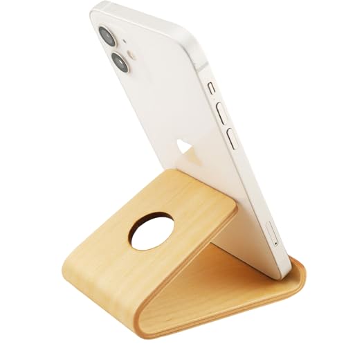 Smartify® Handyhalter Birkenholz - Holz Handy Ständer für iPhone, Samsung, iPad, Kindle - Handyhalterung für Büro, Bett & Schreibtisch - Ergonomische Halterung Smartphone Holz von Smartify