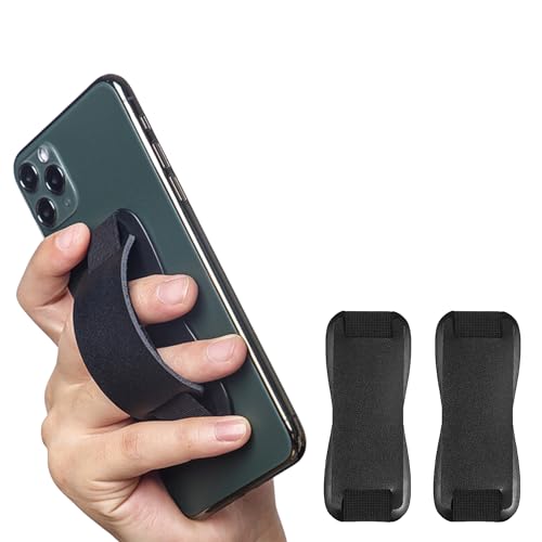 Smartify® Premium Leder Smartphone Fingerhalter Zweier-Set | Handyhalterung für Einhandbedienung - PopSocket Alternative, Universal Handy Fingerhalterung in Schwarz für Samsung Handy oder iPhone von Smartify