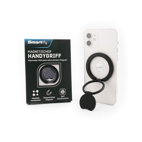 Smartify Handy Ring Halterung Magnetisch 360° - Magsafe Ringhalter kompatibel iPhone 16-12 Samsung Huawei LG - Magnetischer Handygriff Rückseite - Smartphone Ständer und Ring Zubehör Handyhalterung Smartify Handy Ring Halterung Magnetisch 360° - Magsafe Ringhalter kompatibel iPhone 16-12 Samsung Huawei LG - Magnetischer Handygriff Rückseite - Smartphone Ständer und Ring Zubehör Handyhalterung von Smartify