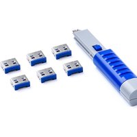 SMARTKEEPER ESSENTIAL 6x USB-A Blocker mit 1x Lock Key Basic Blau von Smartkeeper