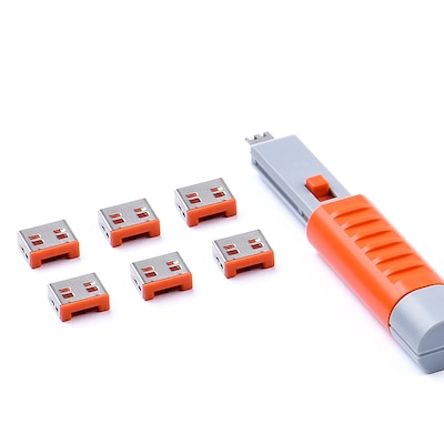 SMARTKEEPER ESSENTIAL 6x USB-A Blocker mit 1x Lock Key Basic Orange von Smartkeeper