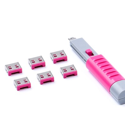 SMARTKEEPER ESSENTIAL 6x USB-A Blocker mit 1x Lock Key Basic Pink von Smartkeeper