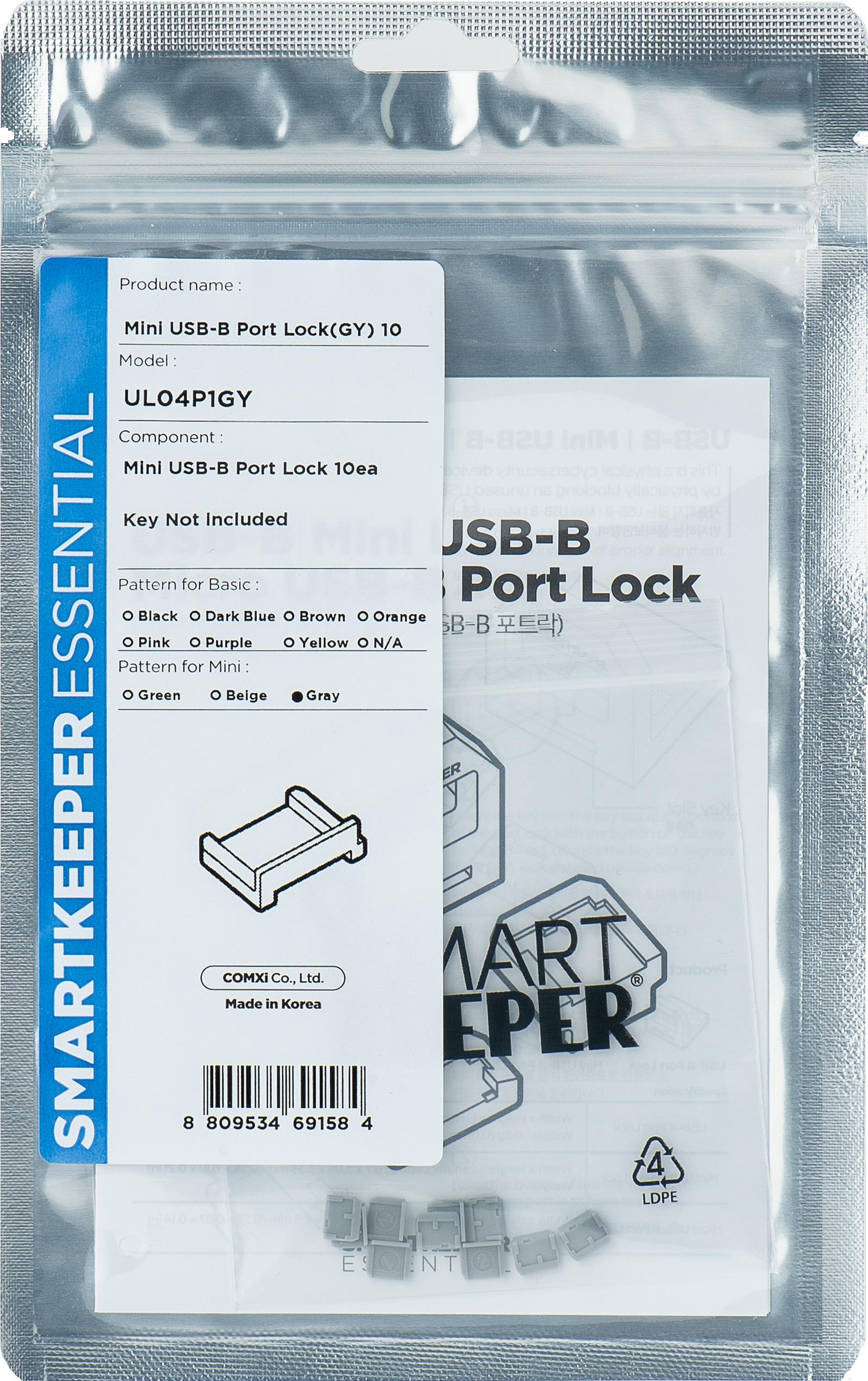 Smartkeeper MUL04P1GY Schnittstellenblockierung USB Typ-B Grau 10 Stück(e) (MUL04P1GY) von Smartkeeper