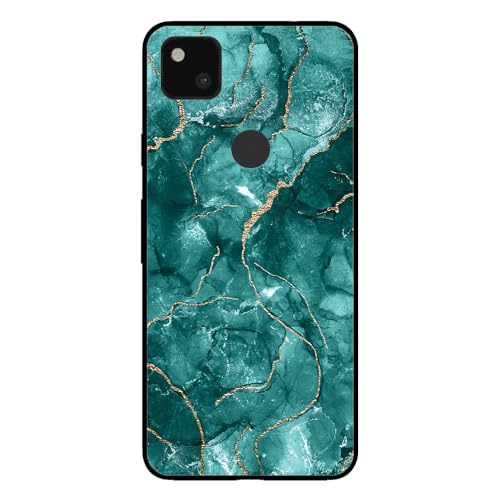 Hülle Passend für Smartphonica Handyhülle für Google Pixel 4A mit Marmor Druck - TPU Back Cover Case Marble Design - Gold Grün von Smartphonica